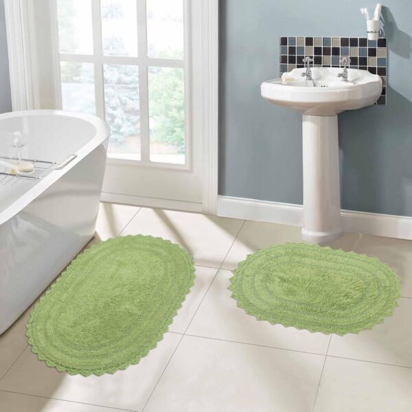 Royal Blaze Bath Mat Red Reversible Cotton Bath Rug Set of 2, Washable Bathroom Rug Oval (Medium 21″x34″/ Small 18″x26″)