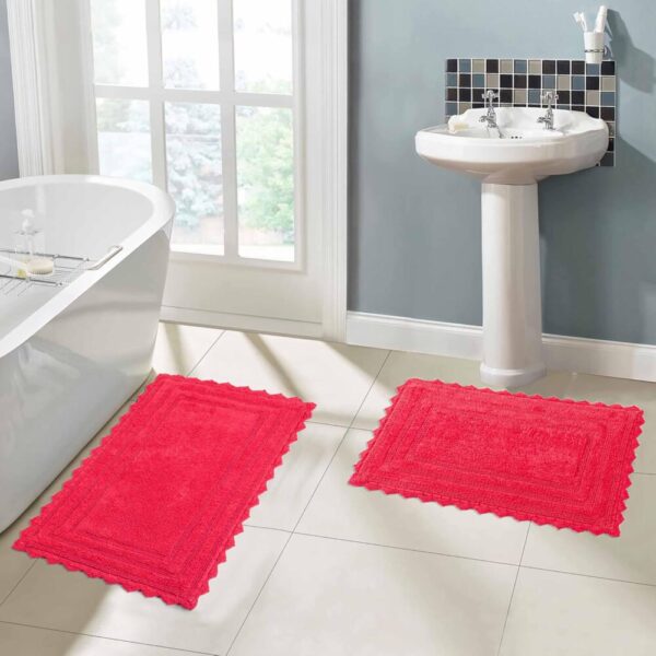 Royal Blaze Parisian Blue Cotton Bath Mat, Reversible Bathroom Rug, Small Rec 18″X26″ Washable Decorative Bath Rug